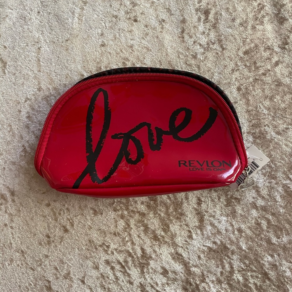 Revlon shiny red makeup bag